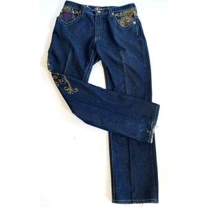 Kanji Jeans Japanese Men's ART Dragon Denim Indigo Dyed 34x34 Y2K Vintage RARE